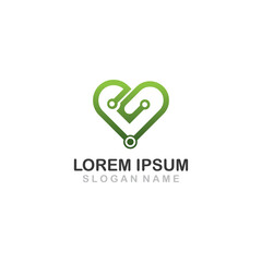 Technology Logo Design love concept template vector