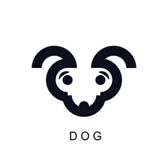 Dog animal logo icon sign symbol emblem Hand drawn Abstract creative geometric style Modern children's cartoon design Fashion print clothes apparel greeting invitation card pet cover banner poster