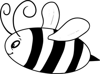 Vector cartoon bee.Cute little bee character, hand drawn vector illustration.Educational Game for Kids.Can be used for t-shirt print, kids wear, baby shower, nursery.