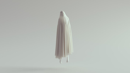 White Ghost Spirit Floating Tormented Pose 3d illustration - obrazy, fototapety, plakaty