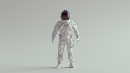 White Ace Astronaut with Black Visor Front View 3d illustration