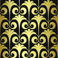 Golden shine texture. Gold vintage art deco geometrical with repeat elements pattern. Seamless vector background. Luxury decorative ornamental wallpaper 