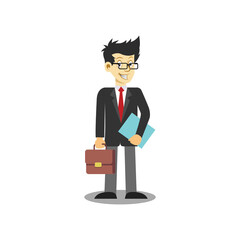 Flat Design Of Office Worker Bring Bags and with Book