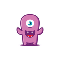 Vector Illustration Of Hands Up Friendly Cute Monsters