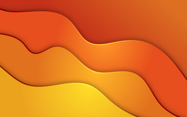 Abstract wavy papercut background on orange colors