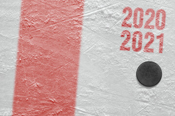 Ice hockey puck with red line