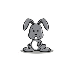 Cute Little Grey Rabbit Vector Illustration