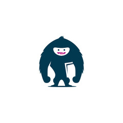 Vector Illustration Of The Giant Yeti Carries the Book