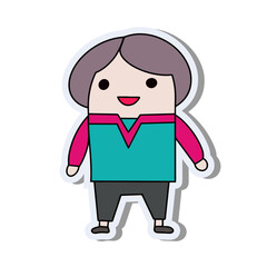 Man in a flat style. Sticker of a funny man on a white background. Suitable for postcards, banners and social media designs. Vector.