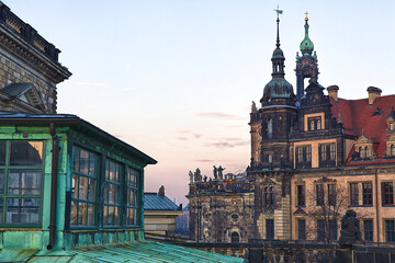 Obraz premium Blaues Wunder Dresden Loschwitzer Brücke Frauenkirche Zwinger Sachsen deutschland
