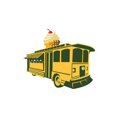 Illustration Of An Ice Cream Vending Van With Ice Cream Replica on top