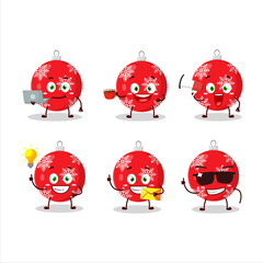 Christmas ball red cartoon character with various types of business emoticons