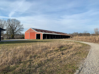 red barn in the field at Beckley creek park in KY