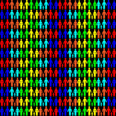 Family sign. Art style colorful pattern with people six colors.