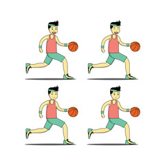 Illustration Of Basketball Boy with 4 Different Facial Expressions