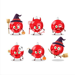 Halloween expression emoticons with cartoon character of christmas ball red