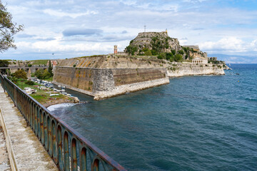 Fototapeta na wymiar Greece Corfu Town city island Old Venetian Fortress ocean view