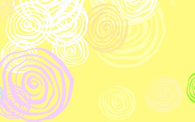 Light Pink, Yellow vector doodle background with roses.