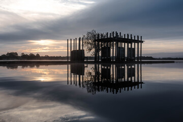 Fototapeta premium beautiful landscape of the lake of the city of Azur in the south west of France