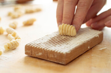 Italian potato gnocchi in the making