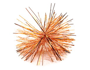 Obraz premium Orange tinsel, Christmas ornament, decoration, isolated on white background