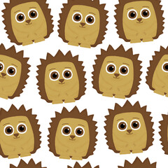 seamless pattern with cute hedgehogs on a white background