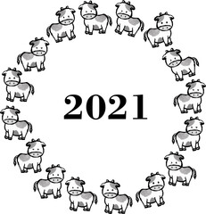 2021年の筆線・牛全身丸フレーム