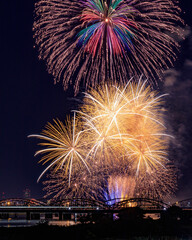 Beautiful fireworks at summer night in japan