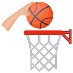 
A basketball rim and net basketball hoop vector icon isolated on a white background
