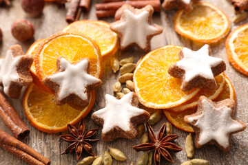 dried oranges, spices and gingerbread cookies