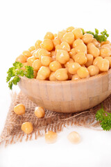 bowl of chickpea isolated on white background