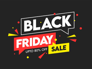 Fototapeta na wymiar UP TO 80% Off for Black Friday Sale Poster Design with Chat Boxes.