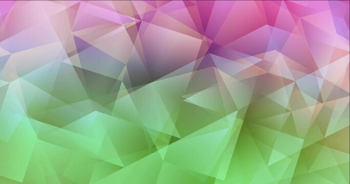 4K looping light pink, green video with polygonal shapes. Colorful fashion clip in liquid style with gradient. Screen saver for tech devices. 4096 x 2160, 30 fps. Codec Photo JPEG.