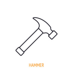 Claw hammer outline icon. Vector illustration. Hand work tools and instrument. Construction industry symbol. Thin line pictogram for user interface. Isolated white background