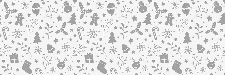 Christmas texture with icons. Xmas background. Vector