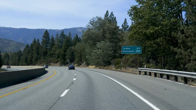 Drive Plate-POV-Driving through the Shasta-Trinity National Forest on Interstate 5 - Fwd view-Fast Speed (15 fps)