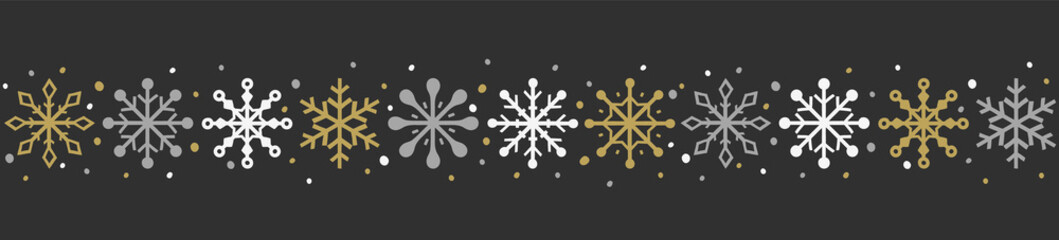 Fototapeta premium Christmas banner with festive snowflakes. Concept of Xmas decoration. Vector