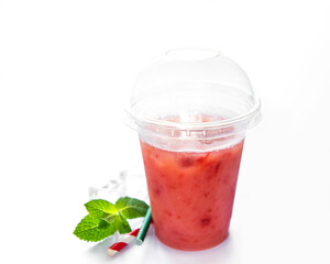 Refreshing summer drink with strawberry