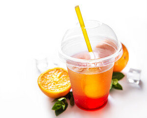 Fresh cocktail with orange and ice