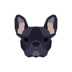 Low poly French Bulldog head. Vector illustration