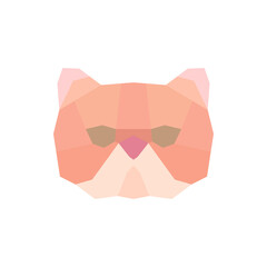 Low poly Persian cat head. Vector illustration