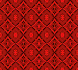 Creative color abstract geometric pattern in red, vector seamless, can be used for printing onto fabric, interior, design, textile, pillow, tiles, carpet.