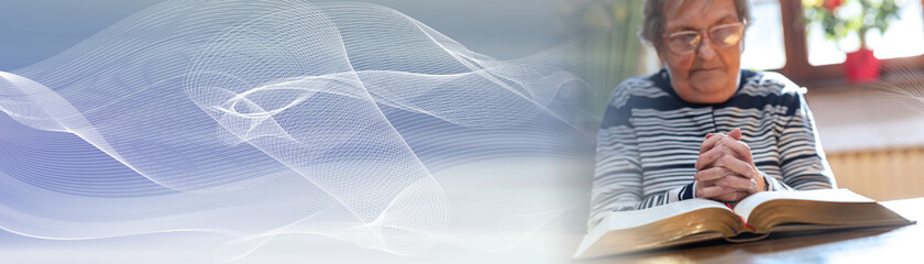 Religious faith of the elderly; panoramic banner