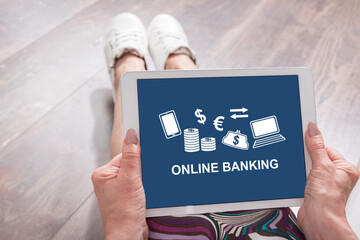 Online banking concept on a tablet
