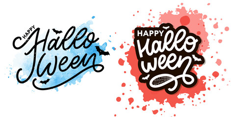 Halloween lettering greeting card calligraphy text brush black vector