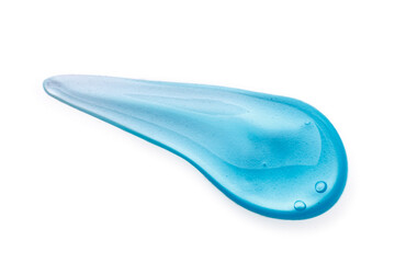 Cosmetic Cream Gel Texture Isolated On White Background. Close Up Of Green Transparent Drop Of Skin Care Product. High Quality