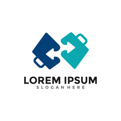 Abstract Arrow Bag Logo Template Design. Suitcase logo vector