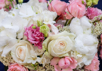 Flower composition. Macro photo. Wedding decor. A Beautiful bouquet of fresh spring flowers.