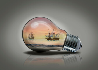 Boats trapped in a light bulb