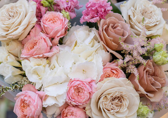 Flower composition. Macro photo. Wedding decor. A Beautiful bouquet of fresh spring flowers.